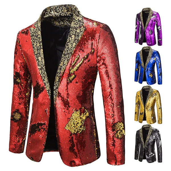 Shiny Sequin Shawl Collar Men's Wedding Prom Suit Jacket